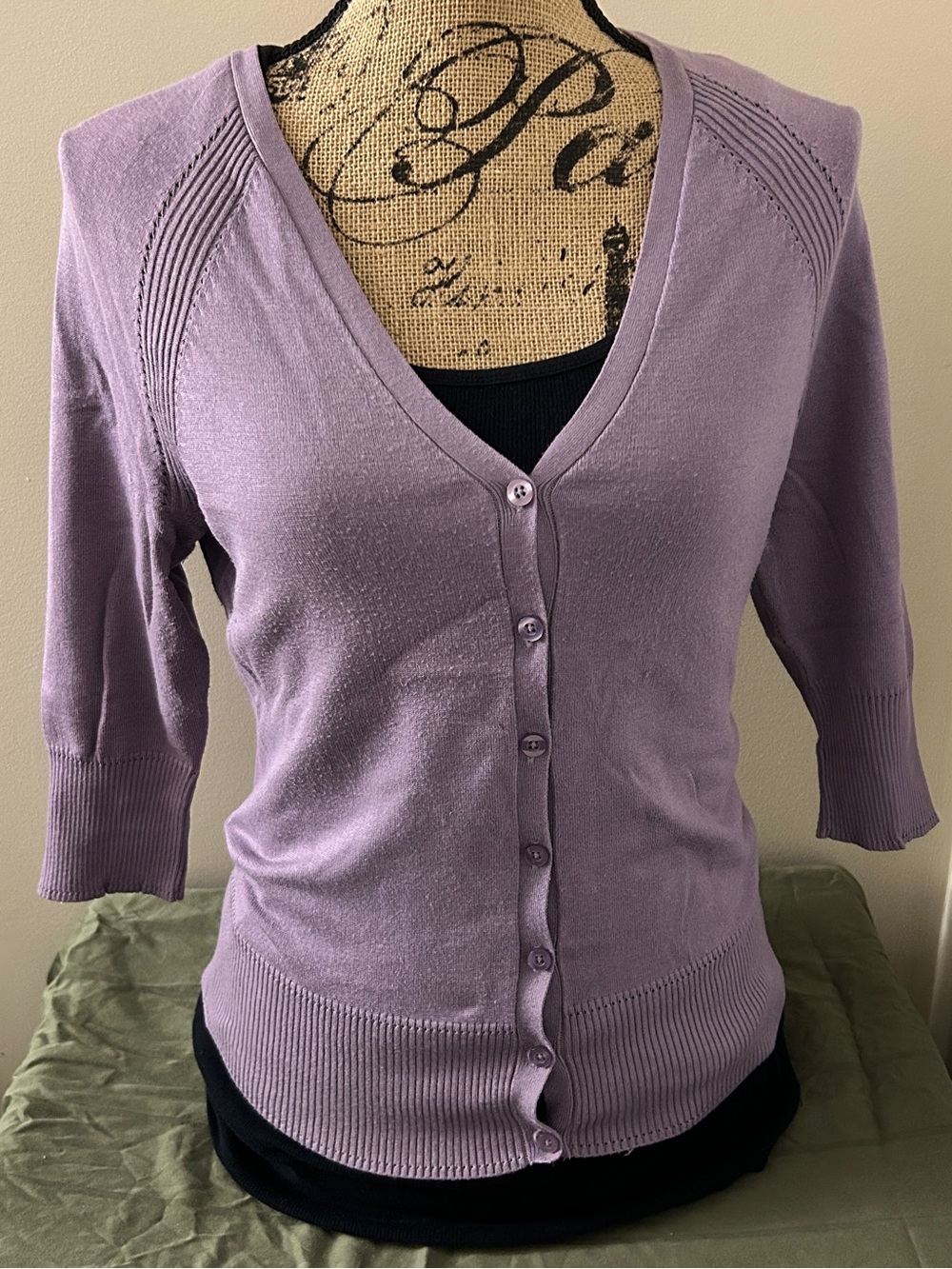 Maurices Lavender V-Neck Button Cardigan Sweater